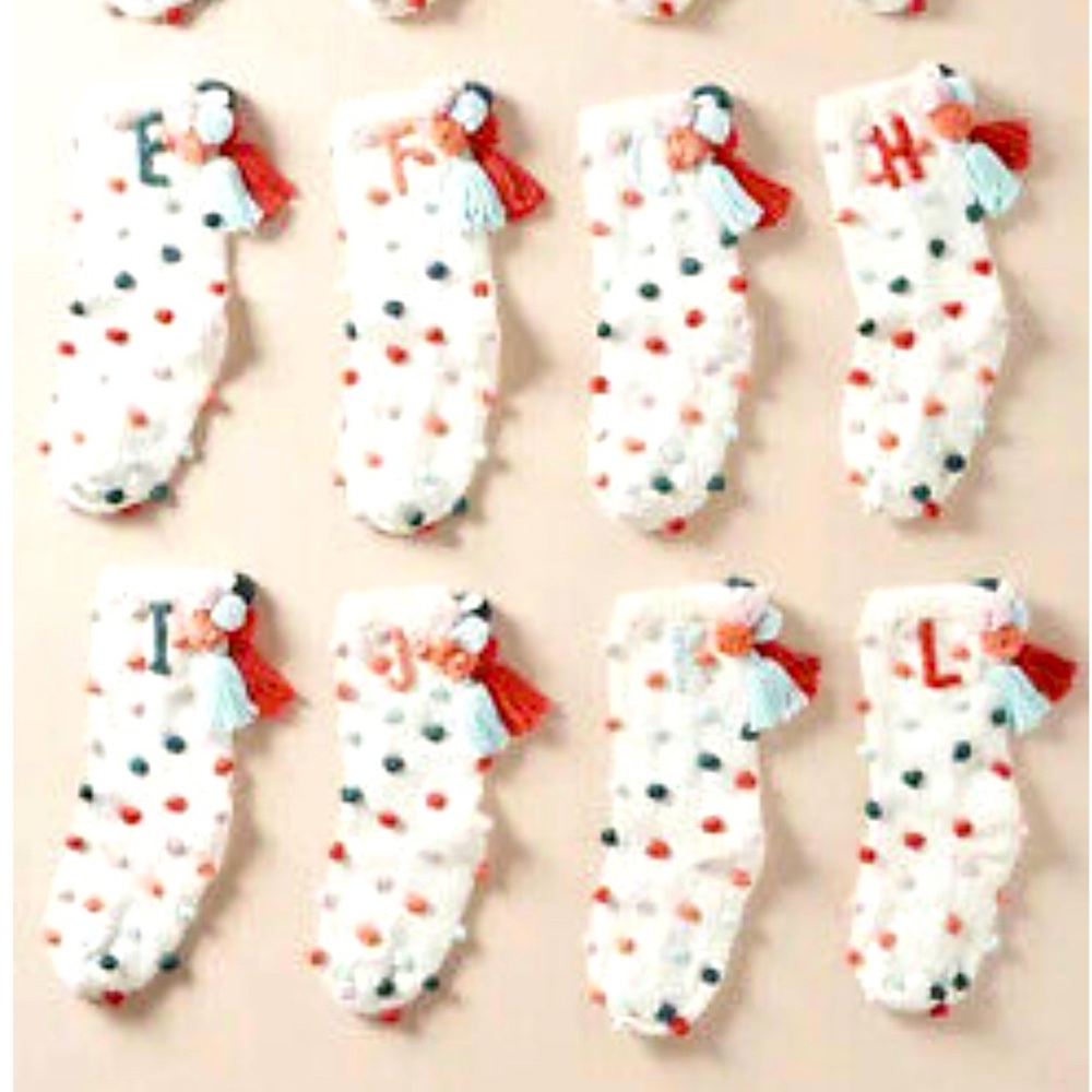 Anthropologie ISO* (L)Pom Monogram Stocking